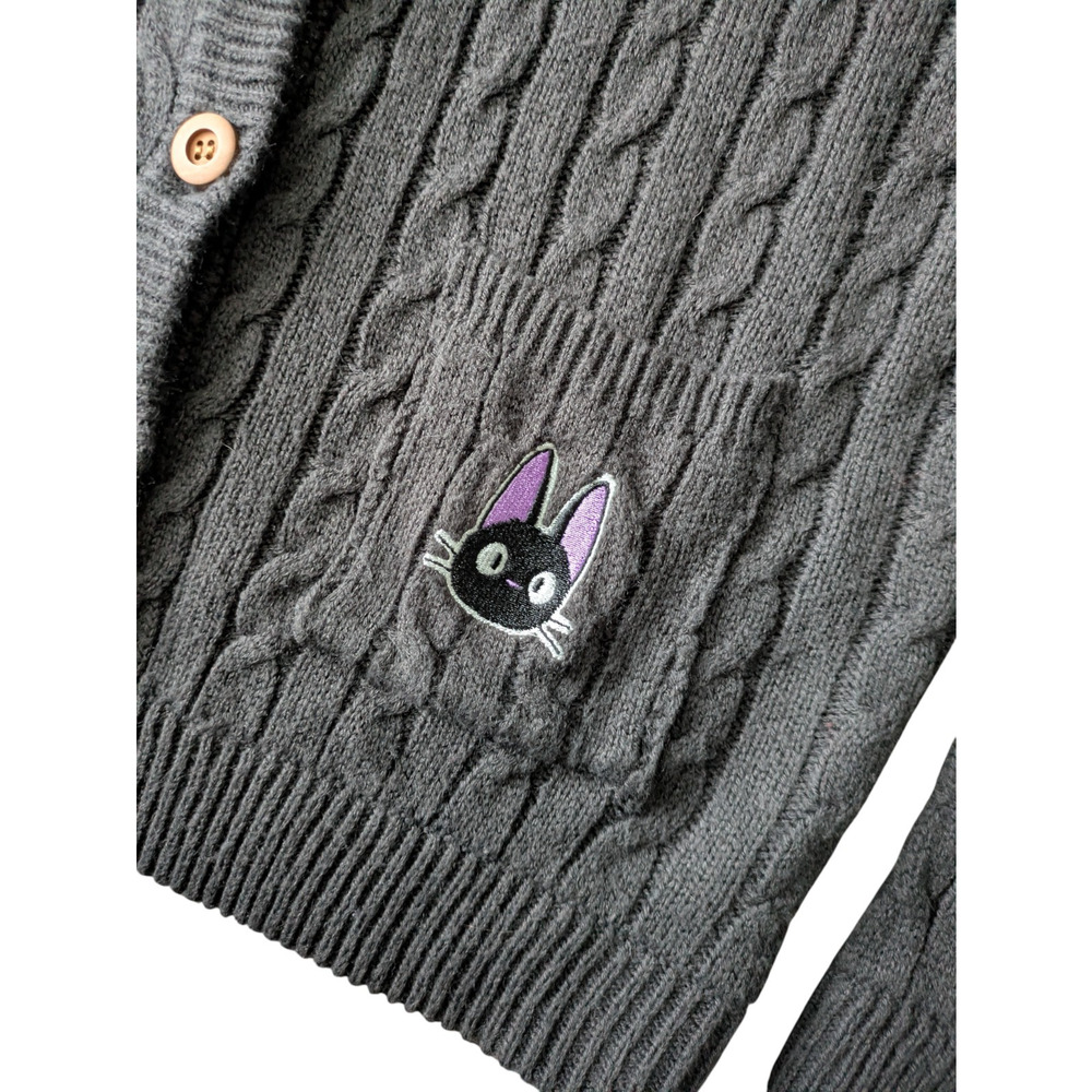Hot Topic Studio Ghibli Kikis Delivery Service Jiji Cable Knit Cardigan Size L - Picture 8 of 10